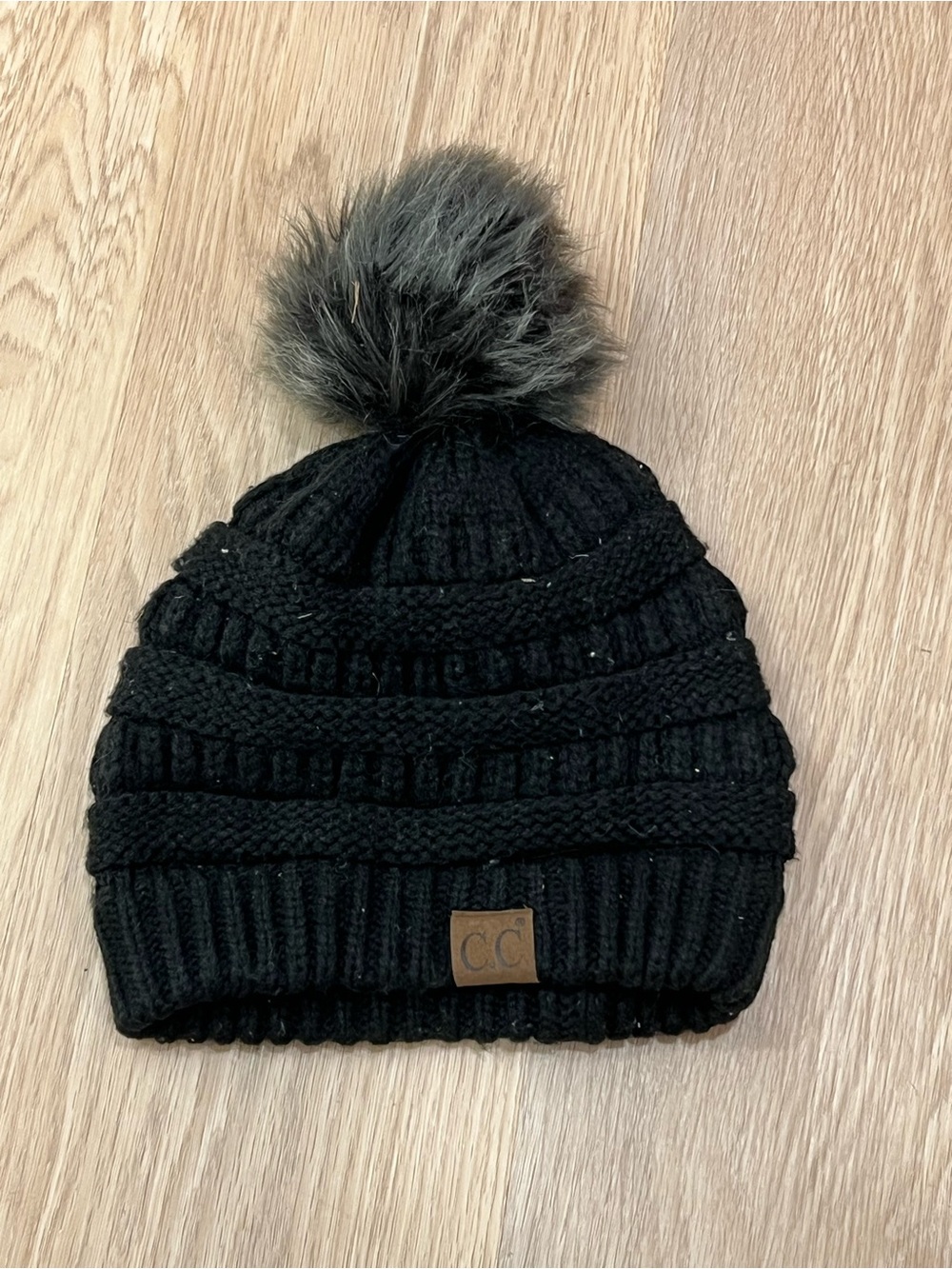 Black Knit Pom Pom Beanie
